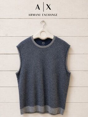 ARMANI EXCHANGE Blue Marled Sleeveless Knit Top XL